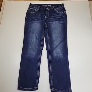 Rhythm in Blues Jeans Women's size 6 light wash Bold Stitching Five Pockets